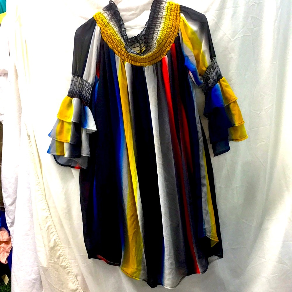 Quuum long multicolored dress ladies sz 1x